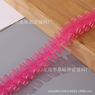Spot 2.5cm double gold fishbone pleated snow yarn lace diy handmade clothing accessories midline needle discount lace