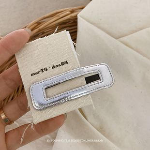 South Korea ins new texture gold silver black solid color imitation leather hair clip fashion bangs clip side clip hair accessories