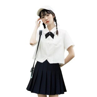 College Style JK Shirt Women's Summer Short-sleeved White Shirt Pleated Skirt Wear Japanese Short Top Uniform Set