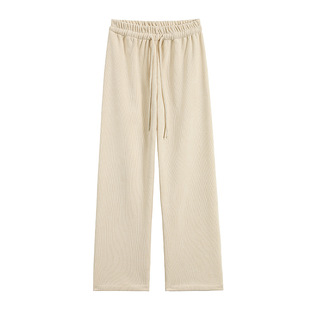 Kapok Fleece Chenille Wide-Leg Pants Women's Autumn and Winter New High Waist Dape Straight Pants Casual Knitted Fleece-Lined Pants