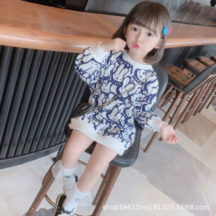 Baby Girl Dress 2022 Autumn New Children's Wear Long Sweater Skirt Korean Style Girl's Stylish Fashionable Top