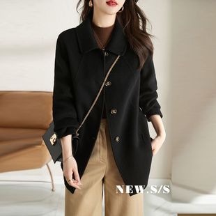 Longfengni 350g autumn and winter new coat long slim slim doll collar small woolen coat women