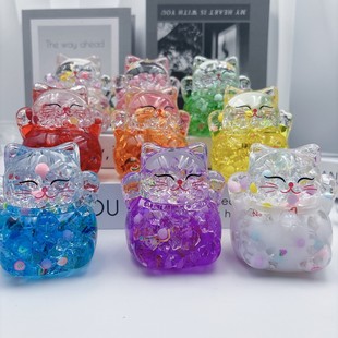 Lovable wind quicksand lucky cat ornaments acrylic oil keychain people send gifts gift stall blind bag wholesale