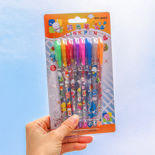 Creative Color Flash Pen cartoon student diy hand account stroke key mark shiny crystal addicted pen