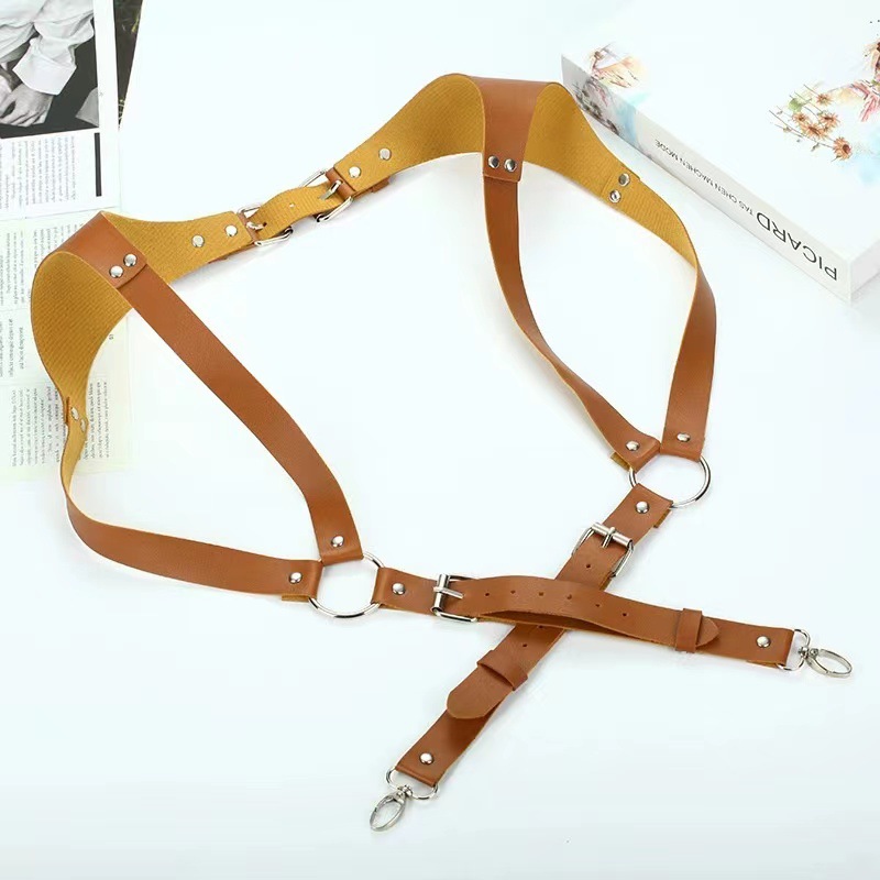 Men's Adjustable Faux Leather Suspenders for Dress Pants Stokke, Adult Suspenders Without Clips, Suspenders