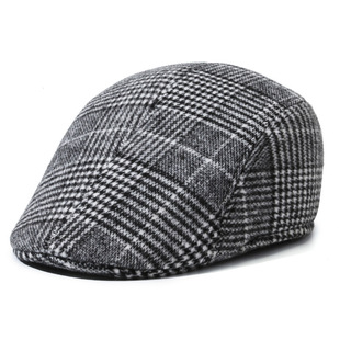 Fashion Warm Hat Autumn and Winter Korean Style Cap Men's Simple Outdoor Casual Hat Retro Plaid Melon Hat