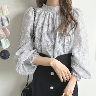 in stock Foreign Single Japanese South Korea European Station Foreign Trade Korean Pullover Chiffon Shirt Lace Top Sunscreen Shirt Air-conditioning Shirt