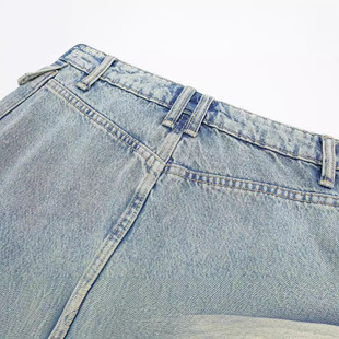 Foreign trade wholesale 2024 spring new European and American cross-border women's street fashion tooling Denim overskirt