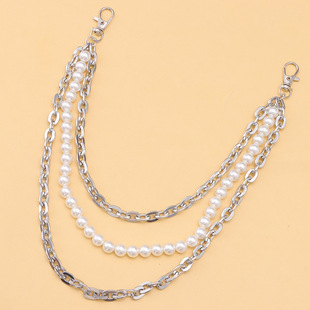 European and American cross-border jewelry fashion retro imitation pearl waist chain female punk all-match multi-layer chain pants chain hanging ornaments wholesale