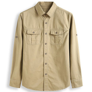 Spring and Autumn Simple Casual Solid Color Loose Long-sleeved Shirt Men's Fashionable Brand Clothes Workwear Handsome Student Jacket