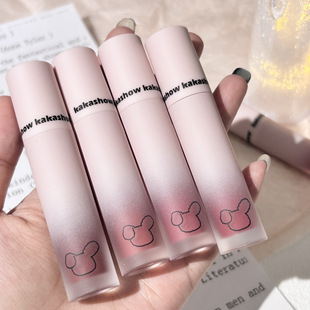 kakashow cute bear Lip Glaze Matte Matte Velvet Lip mud full lip and cheek dual-use student cheap lipstick