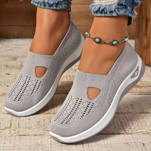 Women's Shoes Spring 2025 Breathable Comfortable Shoes Cross-border Middle-aged and Elderly Mother Shoes Soft Sole Casual Mesh Shoes