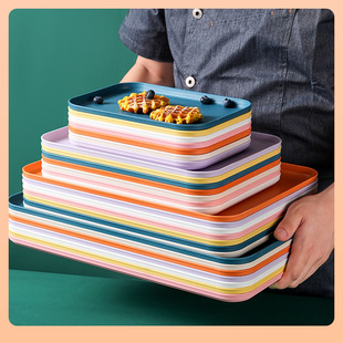 ✅Rectangular Plastic Tray Ins Simple Tray Household Living Room Coffee Table Tray Kindergarten Dinner Tray Snack Fruit