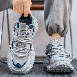 Spring and summer breathable non-stinky feet men's sneaker thick-soled casual dad shoes new fashion high-end men's shoes