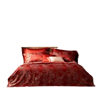 Light Luxury Wedding Orthodox Red Wedding Yarn-dyed Jacquard Four-piece 100 Long-staple Cotton Wedding Bedding