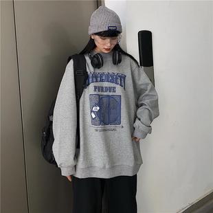 Ins с круглым вырезом тонкая свитер женская корейская версия Yuajuku Fengbf студенты свободные новые 2019 с длинным рукавом блузки пальто прилив