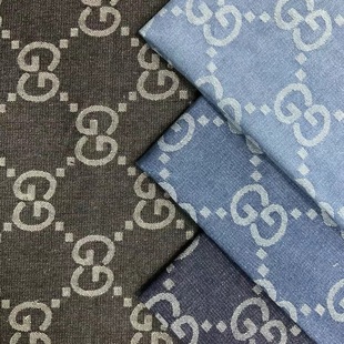 Jacquard Denim fabric twill non-elastic polyester cotton jacquard letter G all in stock direct sales washable Denim fabric