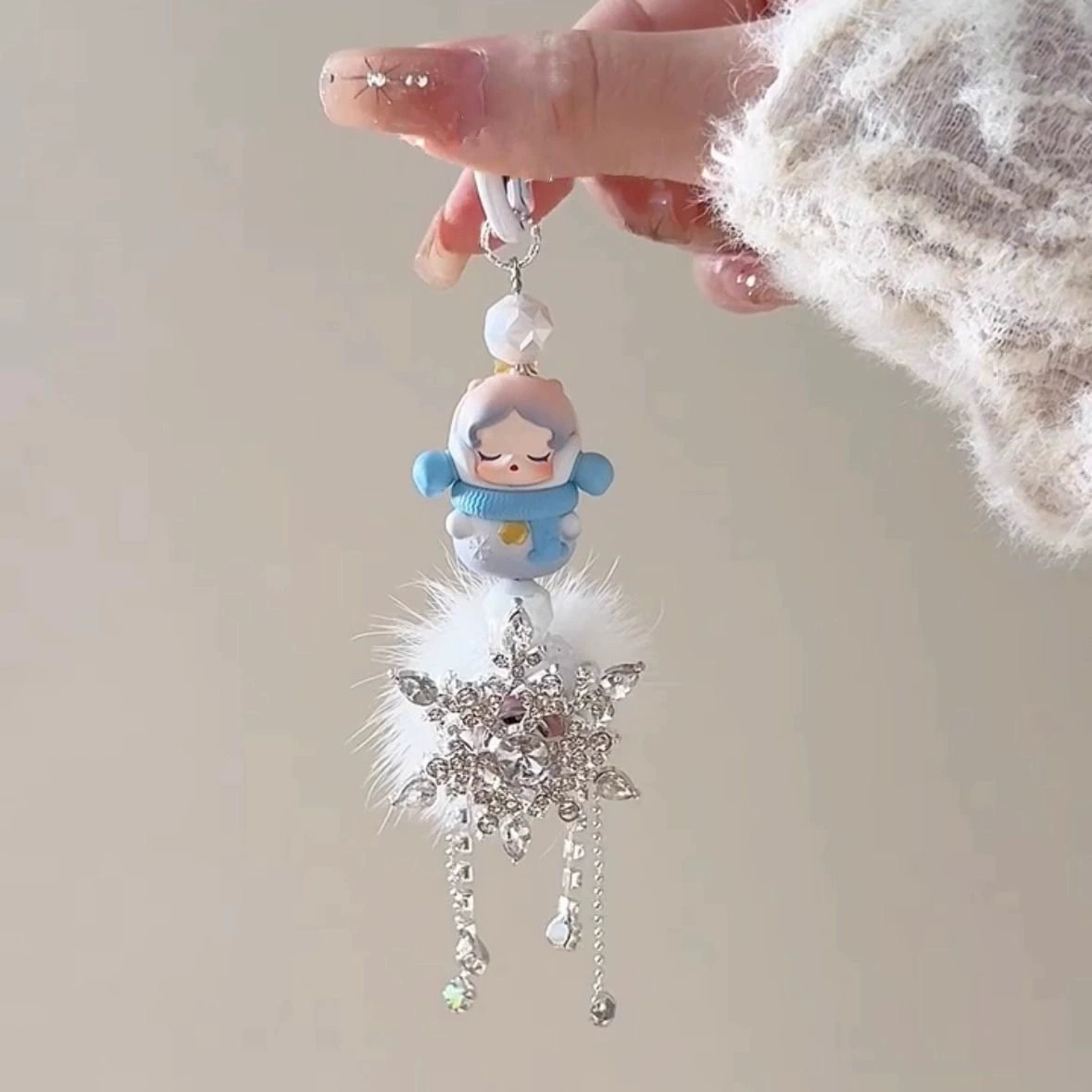 New Cartoon Cute Christmas Bubble Mate Mobile Phone Pendant Fashion Snowflake Tassel High Color Value Pendant