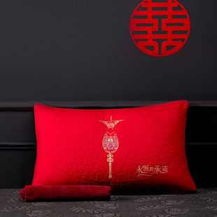 Silk Latex Pillow Newlywed Festive Accompanying Gift Pillow Core Pair of Double Pillow Cervical Spine Protection to Help Sleep