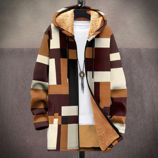 Winter Outwear Colorfulful Multi-Pattern Cotton Outwear Fleece-Lined Comfortable 3D Printed Hooded Cardigan Zipper Flap Pocket Pants Thickeneded Export