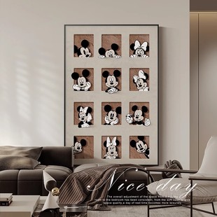 Mickey living room decorative painting modern minimalist Mickey Mouse sofa background wall painting cartoon floor painting porch mural