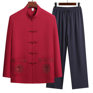 Men's Tang Suit suit 2025 Spring and Autumn New Men's Elderly Casual Chinese Style Dad Long Sleeve Two-piece Set