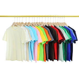 Spring and summer new 210g cotton round neck short sleeve T-shirt men's solid color base loose bottoming shirt lovers coat wholesale