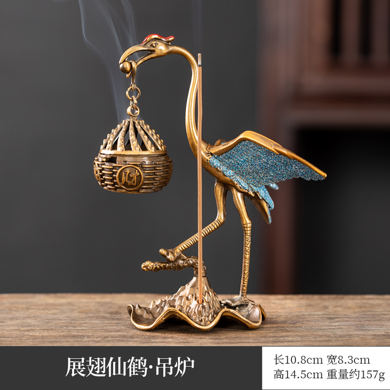 New Chinese-style Copper Alloy Bamboo Lull Furnace Gourd Fan Pipa Incense Furnace Small Xiangyun Aromatherapy Slice Goose Pear Account Zhongxiang Sandalwood