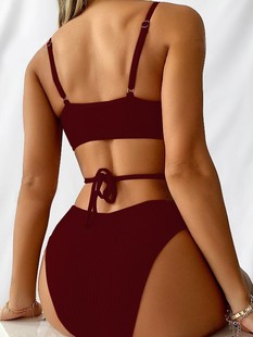 European and American Women's Swimwear Amazon Swimsuit AliExpress Bikini Cross Border INS Jacquard New White Slant Shoulder Sexy