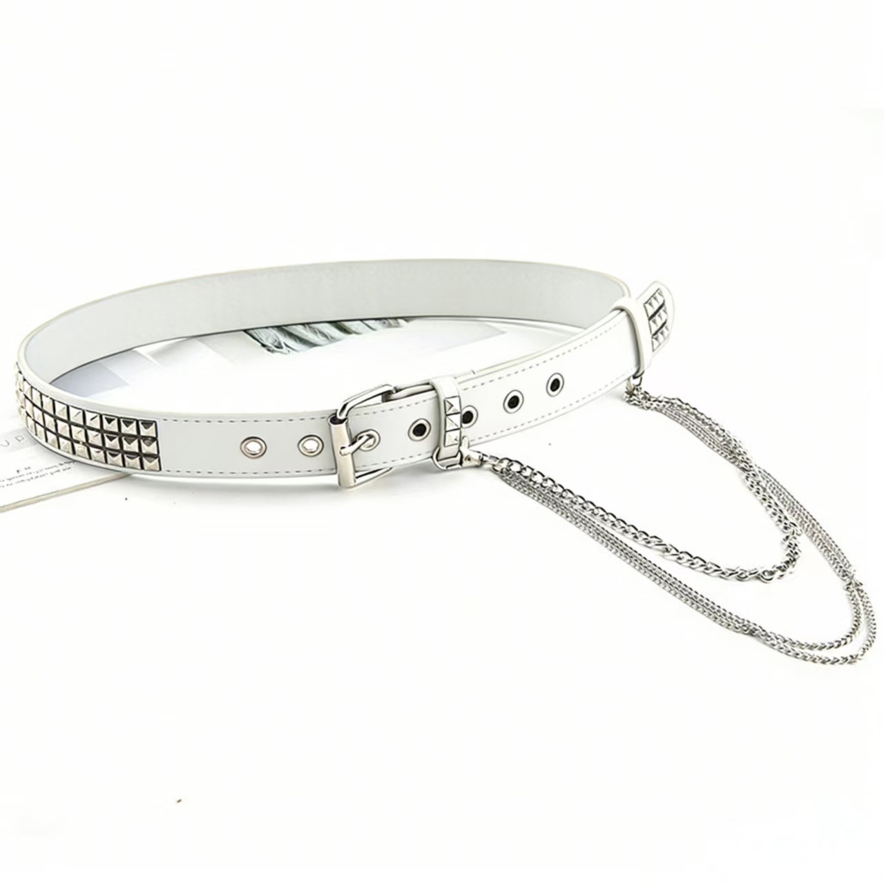 Punk style rivet chain belt unisex fashion personality trend belt everyday all-match durable adjustable