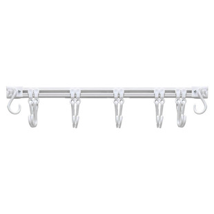 No-Drill Sliding Track Hooks for Kitchen Cabinet Doors, S-Shaped Sliding Row of Hooks, Kitchenware Storage Rack