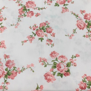 Cross-border New Cotton Twill Printed Fabric DIY Handmade Patchwork Group Rose Cotton Bedding Floral Fabric