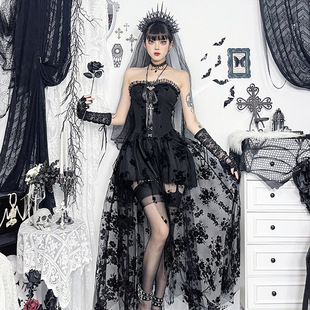XS24354 Autumn 2024 New Long Dress European and American Style Elegant Slightly Transparent Slim Fit Dark Bride Mesh dress