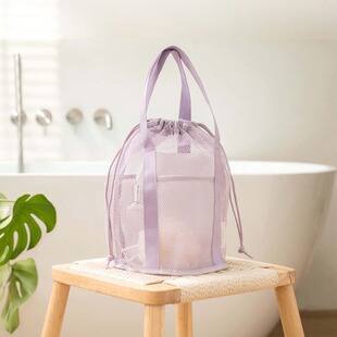 New multifunctional bathroom wash net bag for travel foldable beach bag foldable mesh wash bag