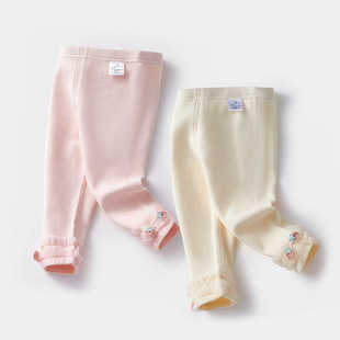 2025 Baby Girl Knitted Trousers 3810 Autumn New Baby Pants Outer Wear Seamless Trousers Spring and Autumn Leggings