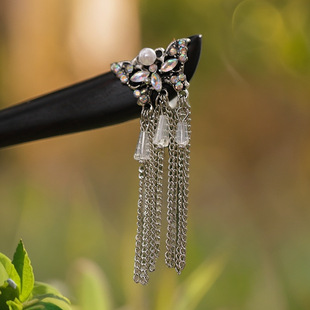 New Chinese Style Sandalwood Hairpin Design New Style Step Rolling Tassel Wood Hanfu Simple Plate Hairpin Antique Headwear Hairpin