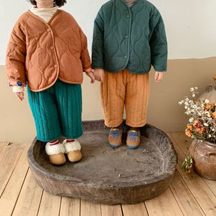 South Korea children's clothing Winter Children's double-sided retro quilted cotton-padded coat boys and girls baby quilted cotton padded coat top