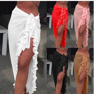 Summer Women's Outdoor Sunscreen Beach Dress European and American Chiffon Skirt Lace Explosive Tassel
