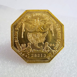 Antique Crafts Brass Octagon Copy Coin 1904 #T2123
