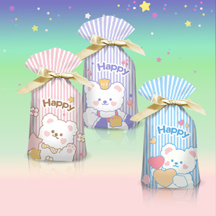 Cartoon snowflake crisp packaging bag Cookie Candy Bag biscuit packaging bag baking nougat ribbon drawstring bag