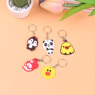 Factory wholesale double-sided cartoon soft key chain pendant silicone car pendant school bag couple key chain doll