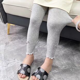 Girls' Leggings Summer Baby Ice Silk Pants Thin Modal Children's Anti-Mosquito Pants Slim Cropped Pants