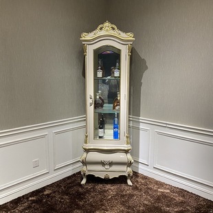 French Style Solid Wooden Wine Cabinet European Style Neoclassical Luxury Carved Restaurant Wall Single Door Wine Cabinet Floor Cabinet
