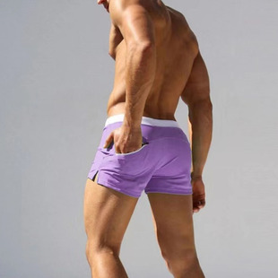 2024 Amazon New Solid Color Men's Anti-embarrassment Anti-glare Shorts Tether Tight Sports Quick-drying Pants in stock