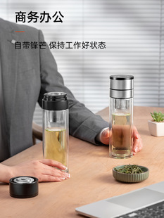 Rich light one-button open cover car double glass office Press Cup Cup Cup cup quick open tea separation Cup