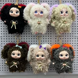 Мягкая игрушка заяц с кудрявыми ушами брелок-подвеска