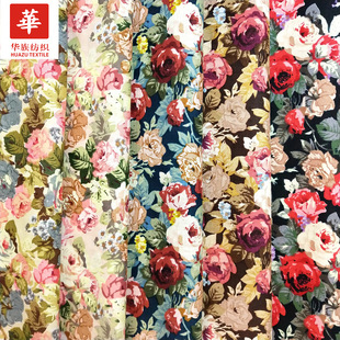 Cotton cotton poplin printed fabric vintage rose women's dress cotton-padded shoes hat fabric spot wholesale