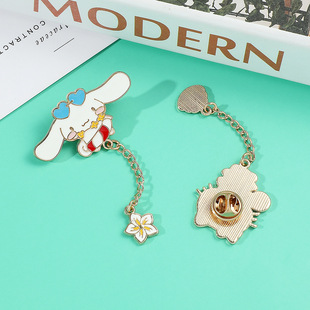 Sanrio металлический значок милый котенок щенок югуи собака куломи пача цепочка для собак термины студенческие аксессуары