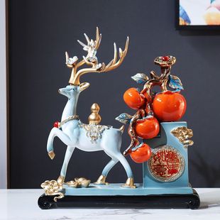 Everything goes well with persimmon ornaments new Chinese style lucky deer living room porch TV wine cabinet decoration housewarming new house gift