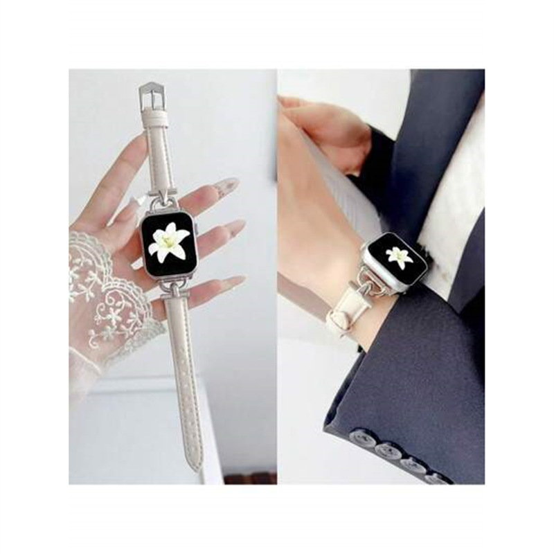 Apple 시계 스트랩 iwatch 스트랩 56789 세대 se 우아한 여성 D 자형 버클 가죽 스트랩에 적합